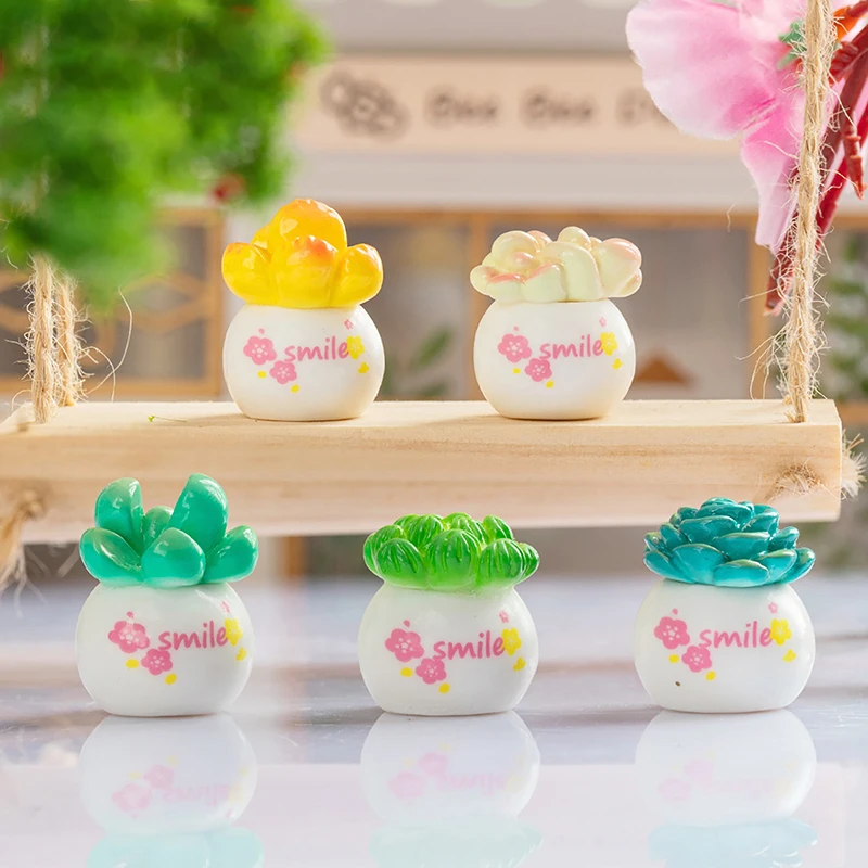 1PC Car Center Console Cartoon Succulent Plant Pendant Simulation Plant Potted Ornament DIY Decoration Accessories
