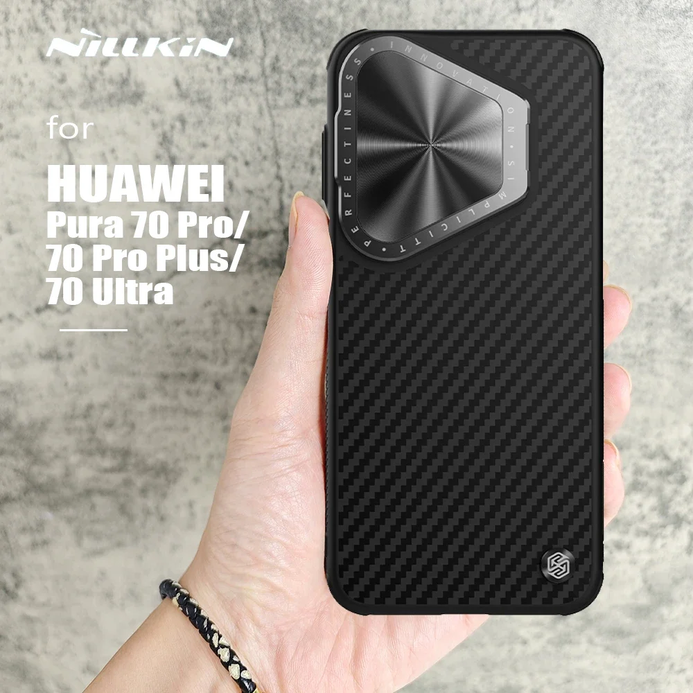 

Чехол Nillkin для Huawei Pura 70 Pro Plus, Ультратонкий чехол из углеродного арамидного волокна, защитный чехол-подставка для камеры Pura 70, чехол для объектива