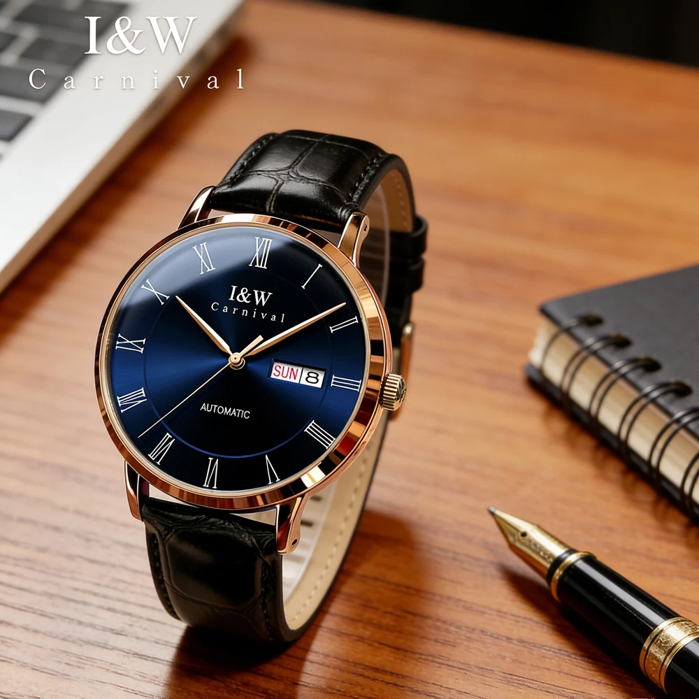 Carnival Brand High-End Series MIYOTA Movement Mechanical Watch foe Men Waterproof Sapphire Glass Week Date Business Watches Men