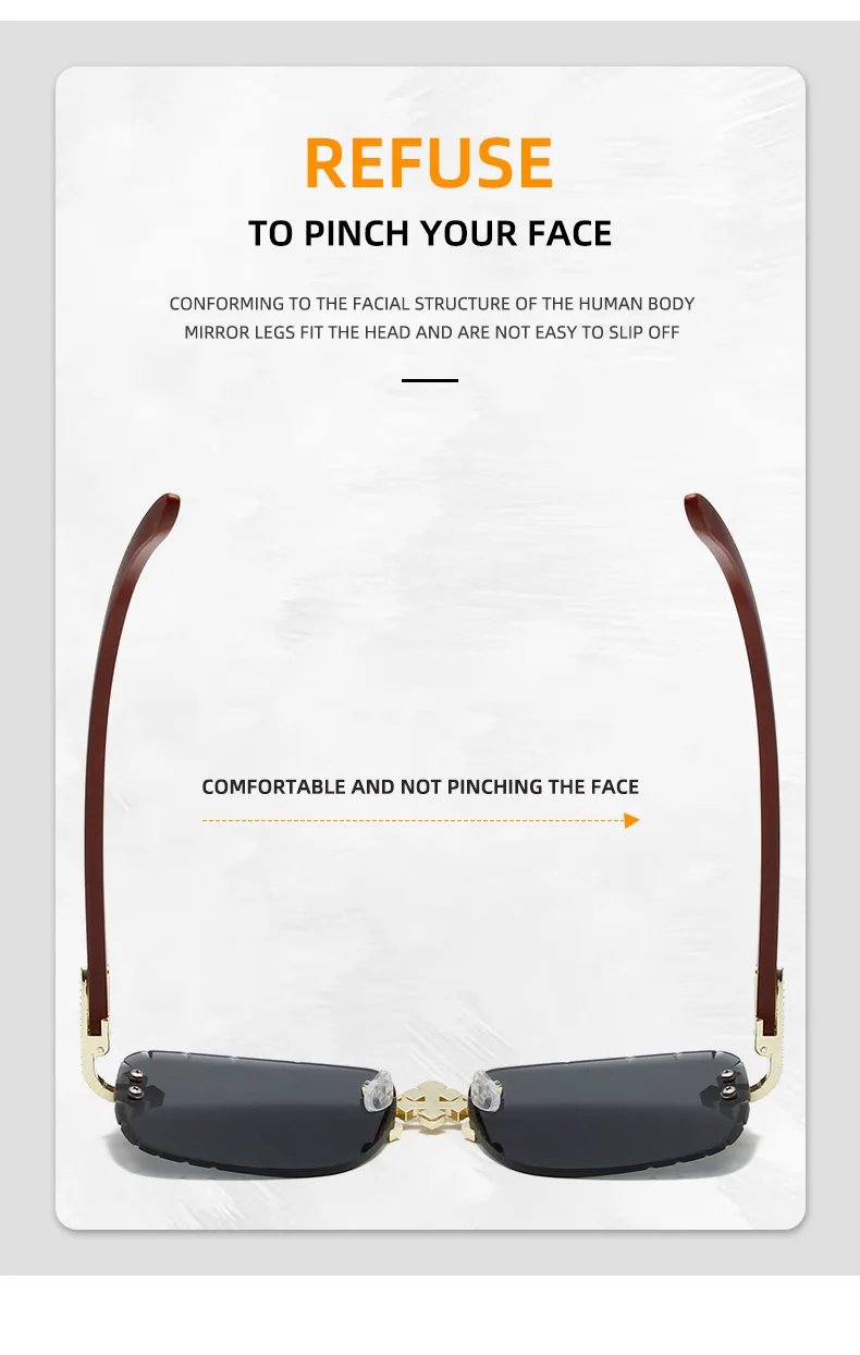 Steampunk Randlose Quadratische Sonnenbrille Männer 2026 Luxus Marke Vintage Schneiden Objektiv Sonnenbrille Für Männliche Trendy Rahmenlose Shades UV400 – Detail 3