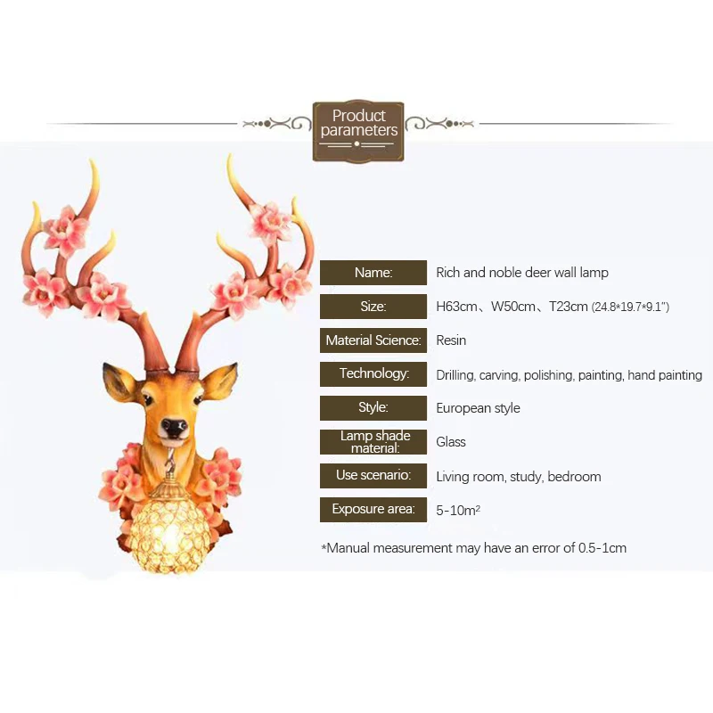 TYLA Contemporary Deer Wall Lamp LED Creative Plum Blossom Decor Resin Sconce Light for  Home Living Room Bedroom