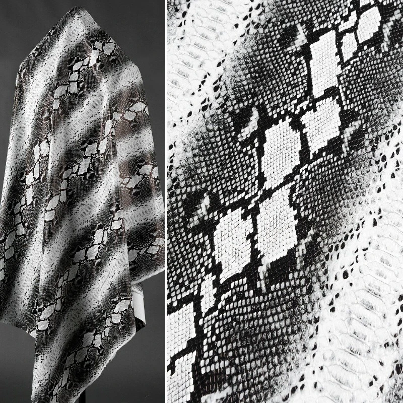 Gradient Python Patterned PU Leather Fabric for Jacket Skirt Embossed Waterproof Handmade DIY Sewing Fabrics By The Yard Cloth