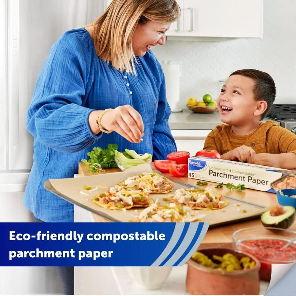 Oven Safe Non Stick Unbleached Parchment Paper Roll Home Compostable Baking Sheets Fits Standard Pans 45 Sq Ft Pack of 2