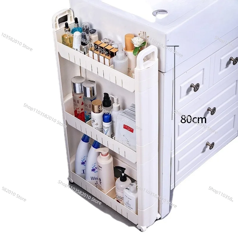 10cm narrow seam storage trolley, bathroom crevice shelf, toilet side cabinet gap, kitchen door back shelf for storage