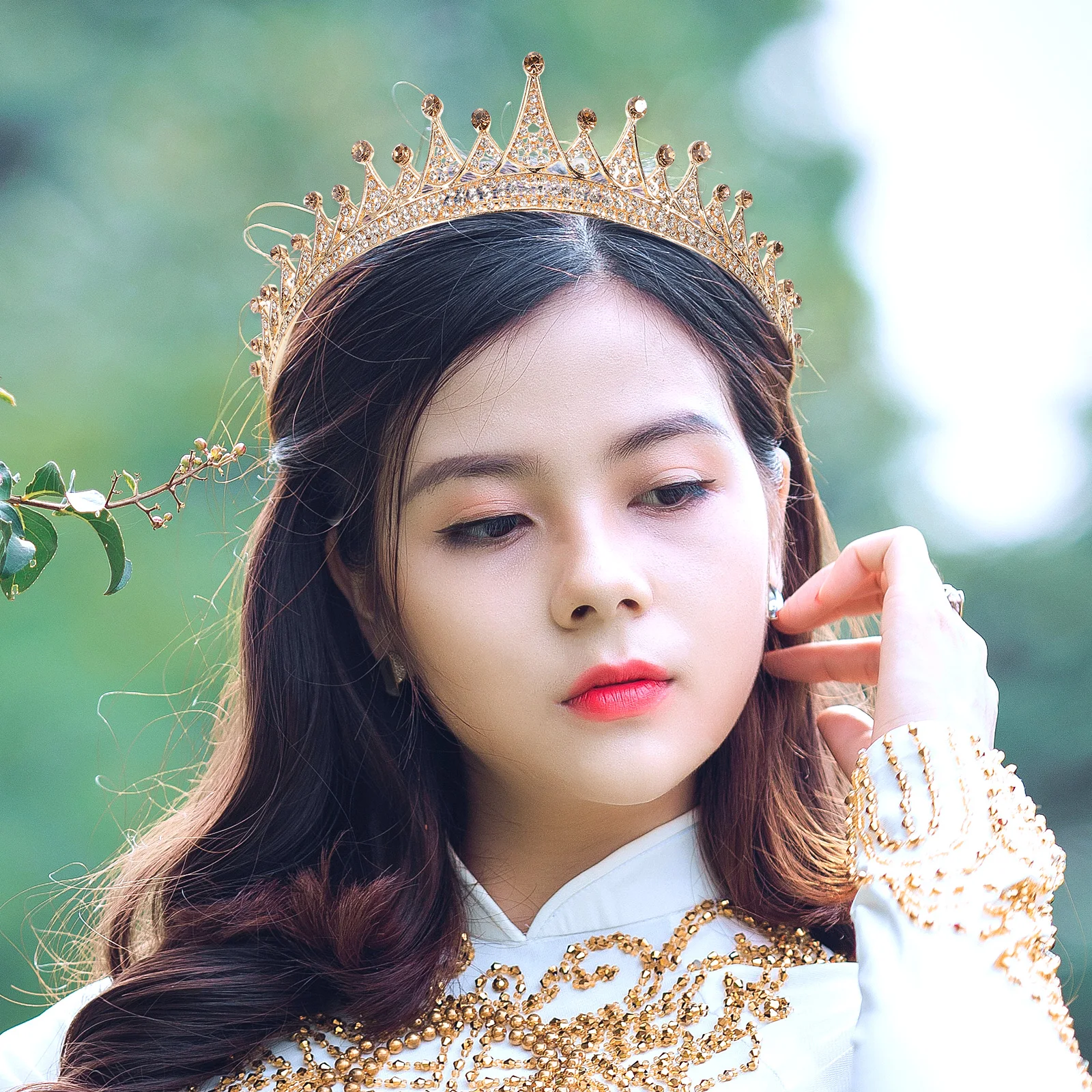 

Хрустальные стразы, золотые кристаллы, тиара, покрытые диадемами для женщин, свадебная тиара, головной убор невесты, свадебный аксессуар для волос