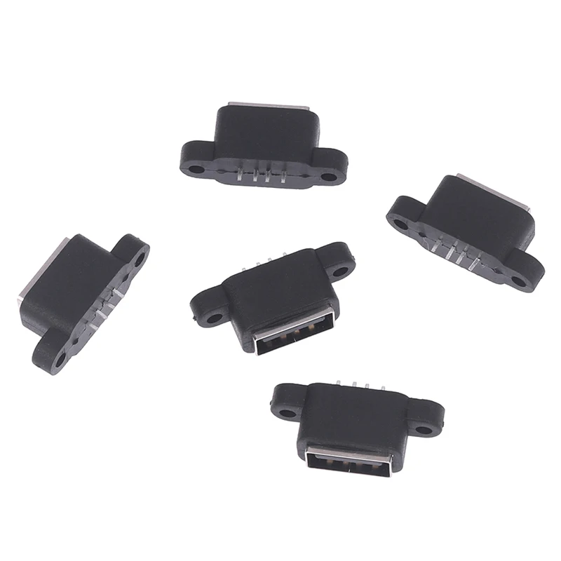 5pcs Waterproof USB 2.0 Charging Data Tail Plug-in 4 Pin USB Interface Port USB2.0 Connector Plug Jack Socket PCB Dock