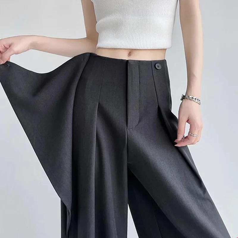 2025 Suit Wide-Legged Pants Women Chic Solid High Waist Loose Casual Trousers Fashion Elegant Commuter Spring Fall Pants
