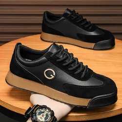 Sapatos de couro casual masculino, confortável sapato esportivo, tênis ao ar livre, alta qualidade, moda luxuosa, novo, 2024