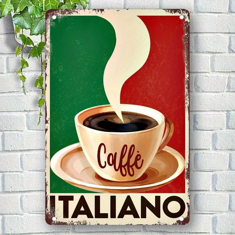Art Deco Style Italian Coffee Metal Sign -   Vintage Espresso Wall Art Plaque, Suitable for Home, Café, Bar Decor, English, Wall
