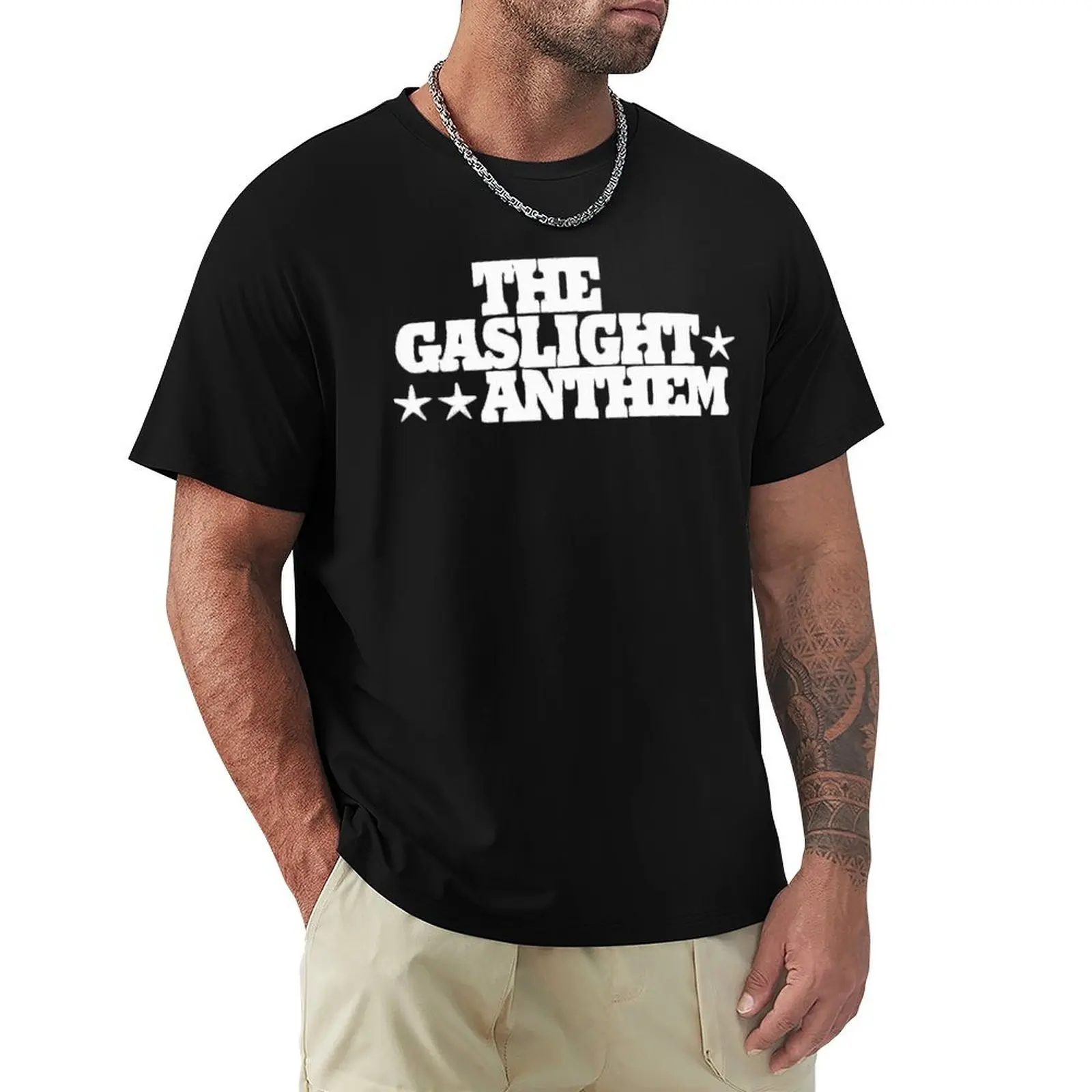 The Gaslight Anthem - groupe de rock alternatif emblématique, logo. Texte blanc. T-Shirt All Weather Casual Short Sleeve