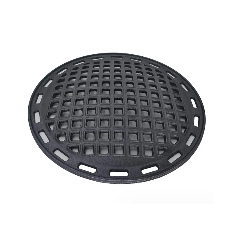 33cm Uncoated Cast Iron Plate with Square Hole for Outdoor Barbecue Grill