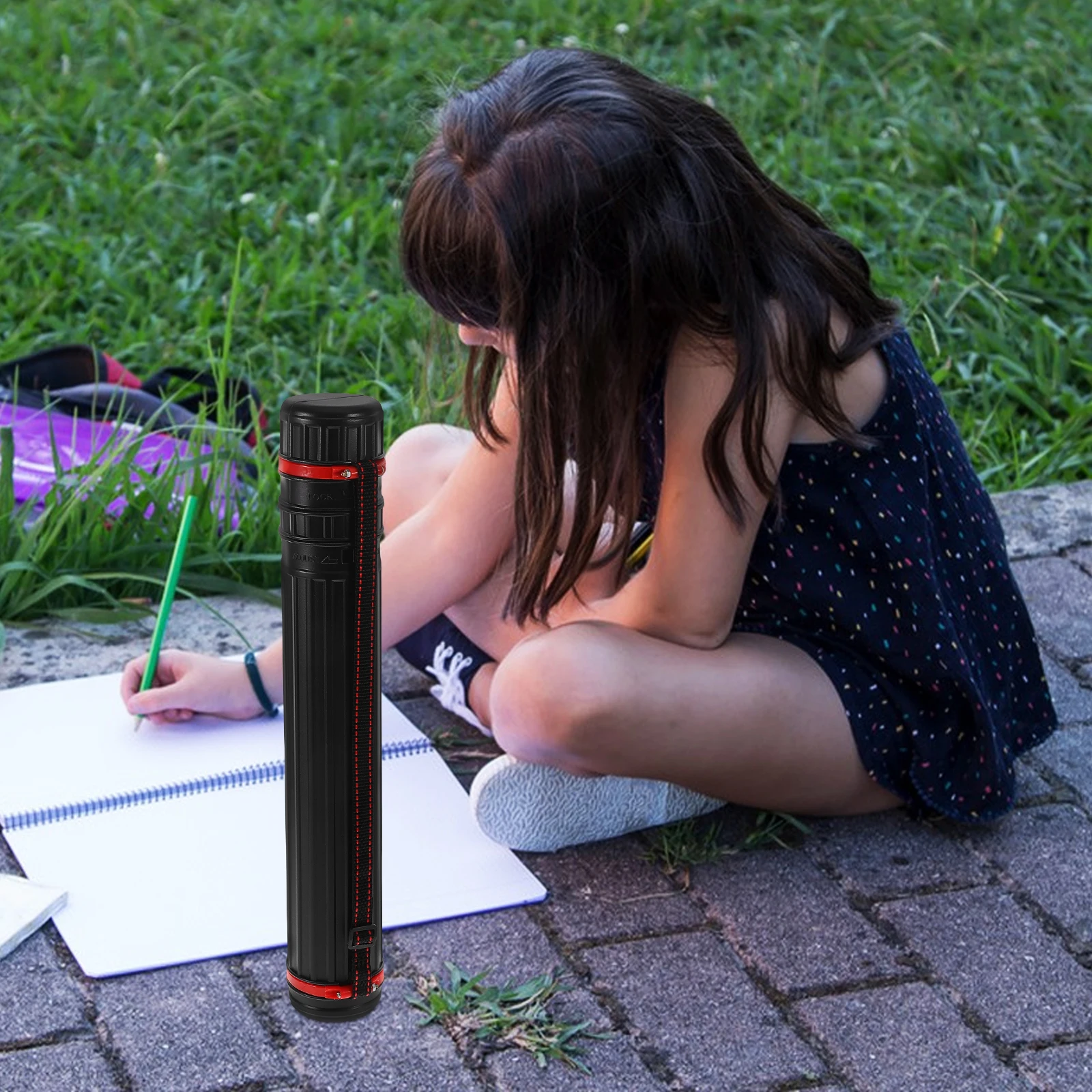 صندوق أنبوب تخزين ورق تلسكوبي بلاستيكي قابل للتمديد، حامل ملصق أنبوبي صغير جدًا وقابل للتوسيع #4