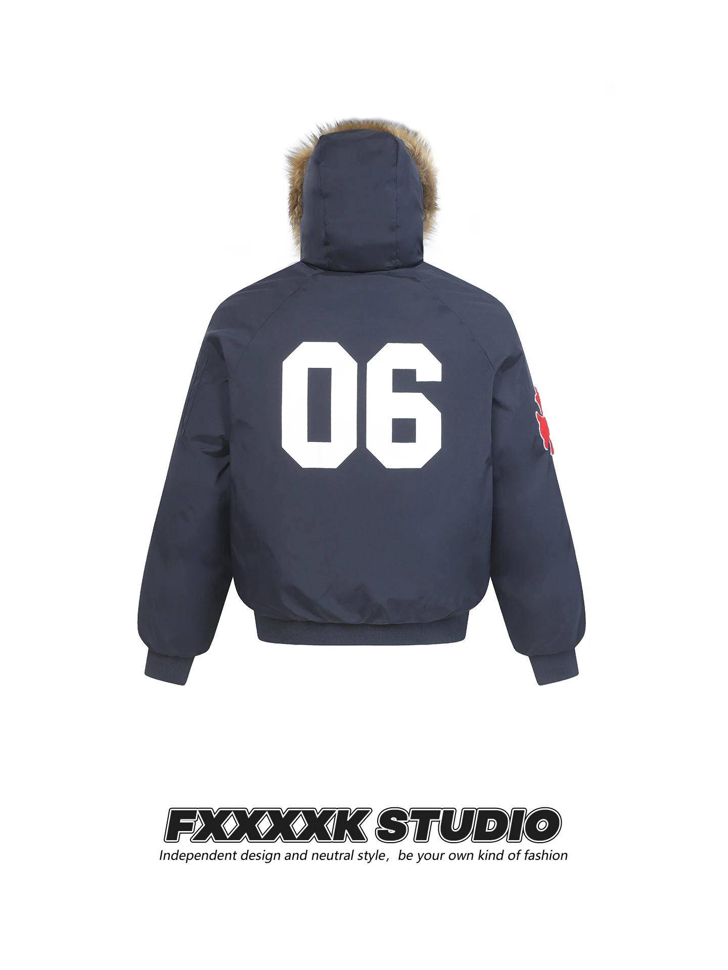 

FXK Original American Retro Thiened Removable Fur Collar Cotton Jaet Youth Casual Warm Outerwear for Couples