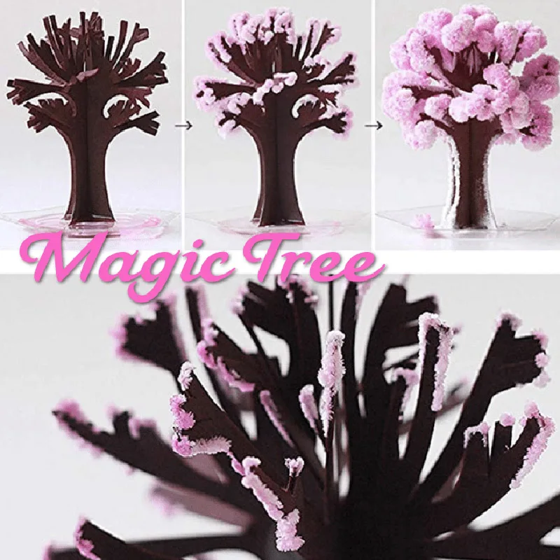 Hot Sale Magic Growing Tree Paper Sakura Crystal Trees Desktop Cherry Blossom Toys Artificial Flowers Decorations Party Supplies