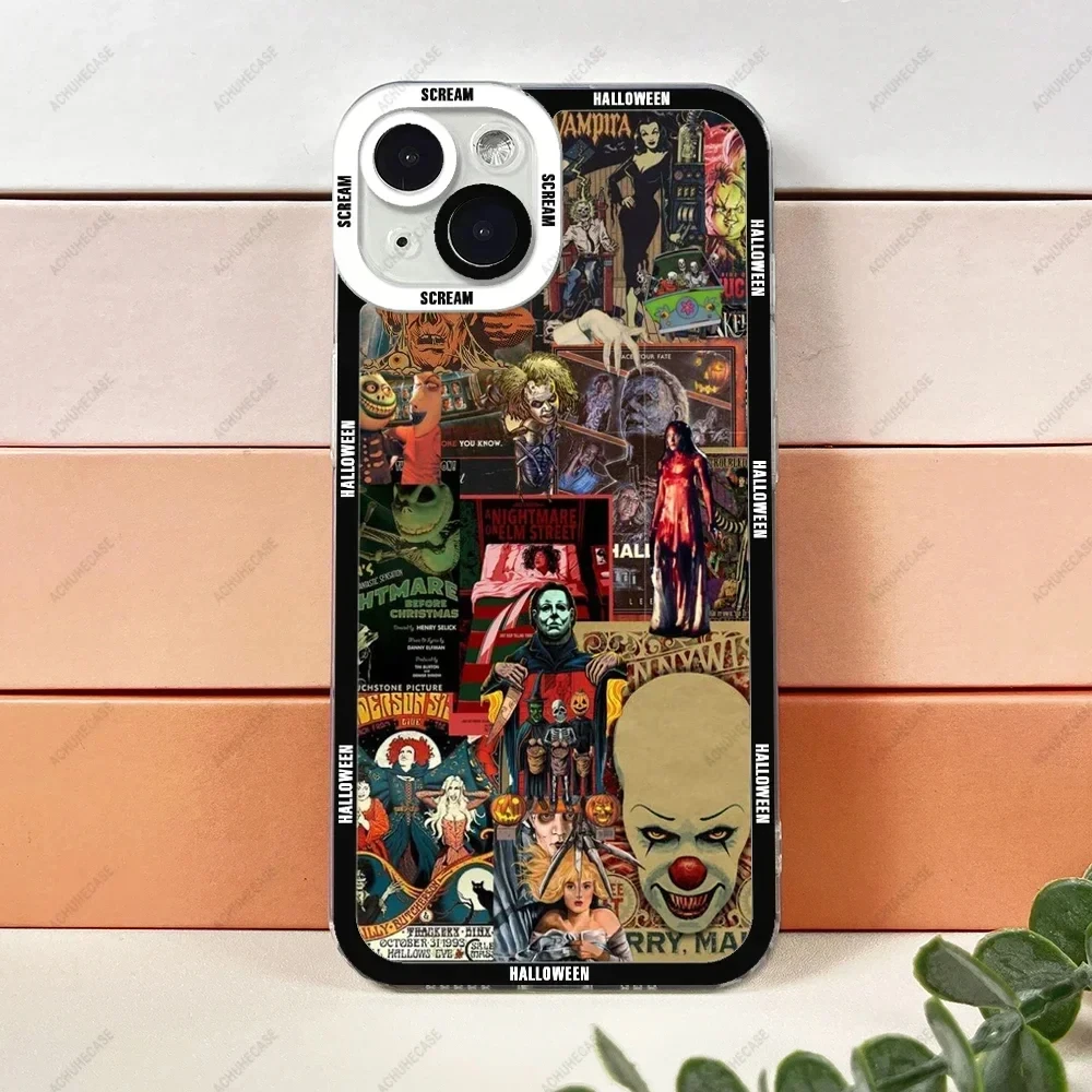 Halloween Ghost Pumpkin Monster Phone Case For iPhone XS X XR SE 2020 7 8 11 12 13 14 15 16 Plus Pro Max Mini TPU Soft Cover