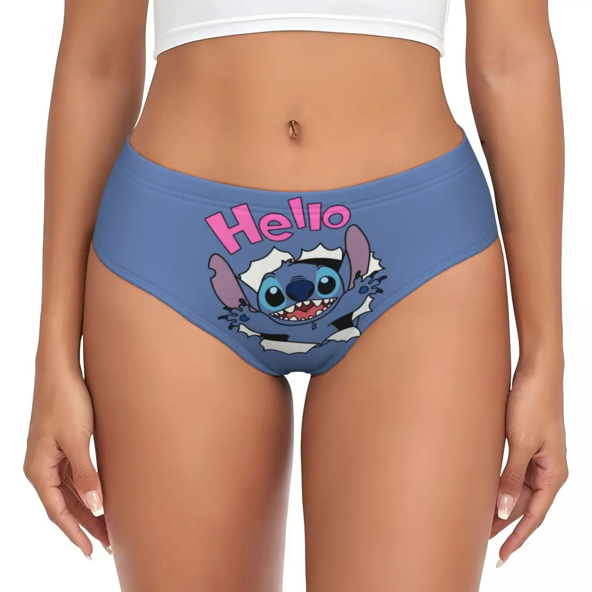 Kawaii Stitch Cartoon Women Underwear Brief Full Coverage No Show Hello Stitch Ladies Panties