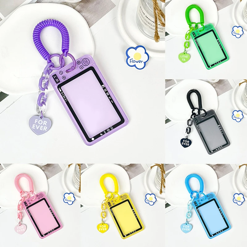 Transparent Acrylic Photocard Holder Card Case Candy Color ID Bus Card Holder Photos Protector Sleeve Badge Stationery