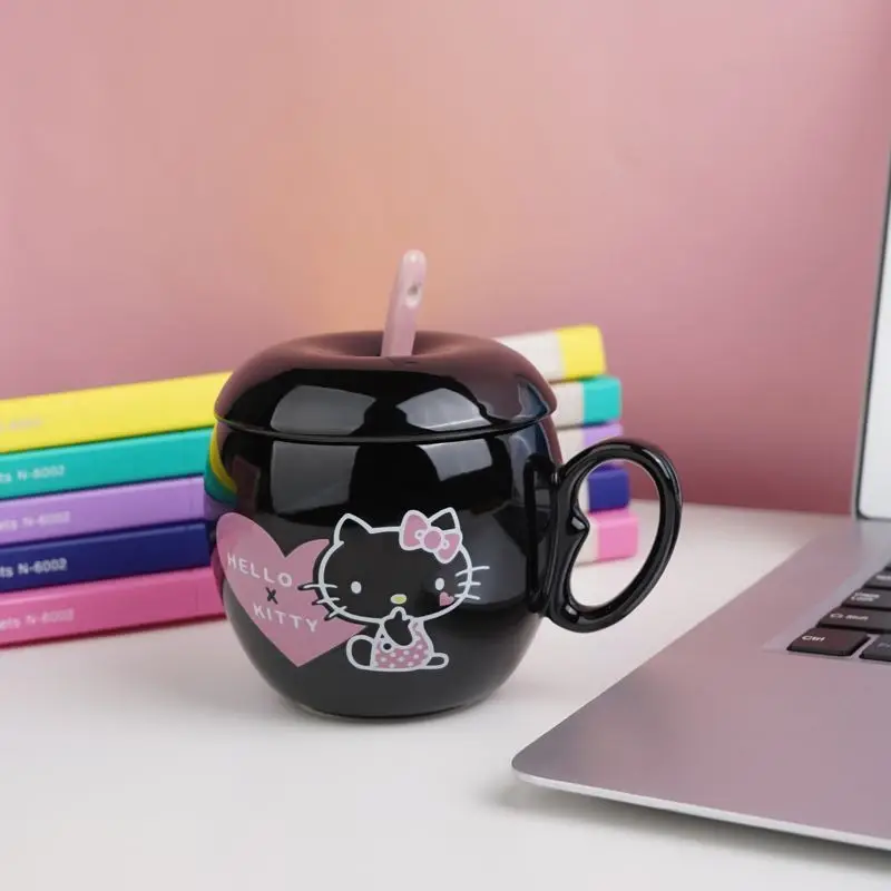 Cute Sanrio Hello Kitty Ceramic Water Cup Kawaii Cartoon Apple Shaped Mug Cup Anime Peripheral Desktop Decoration Birthday Gifts