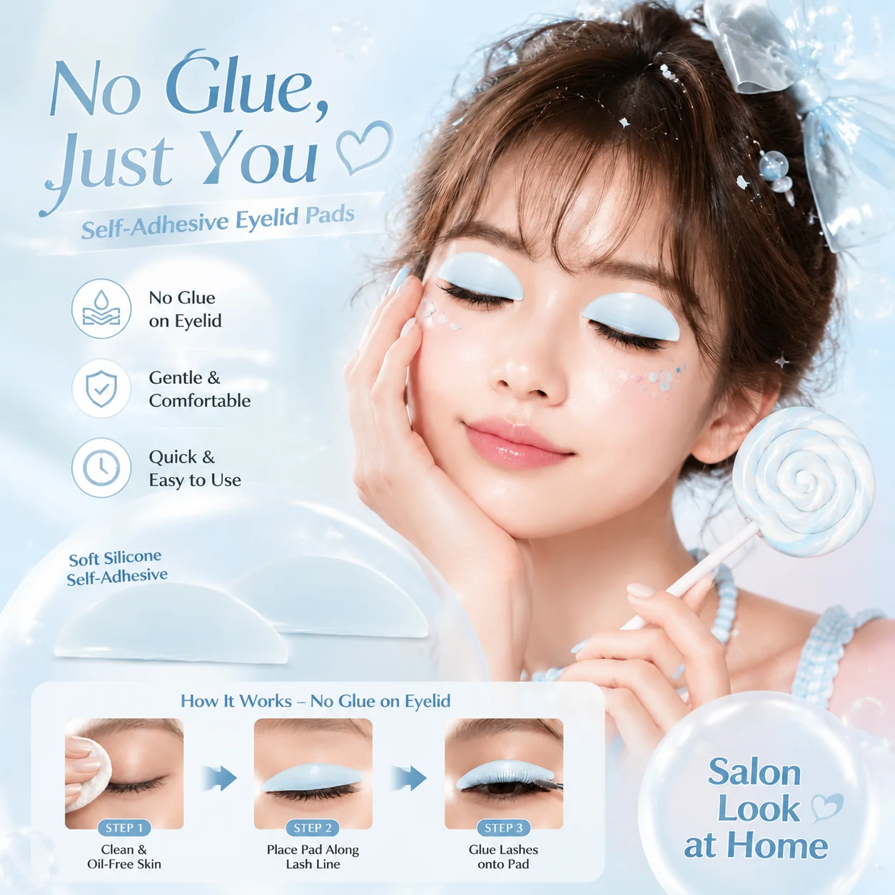 BLACKWINGS2Pair 2Size Silicone Eyelash Perm Pad Lifting Lashes Rods Shield 3D Eyelash Curler Accessories Applicator Makeup Tools