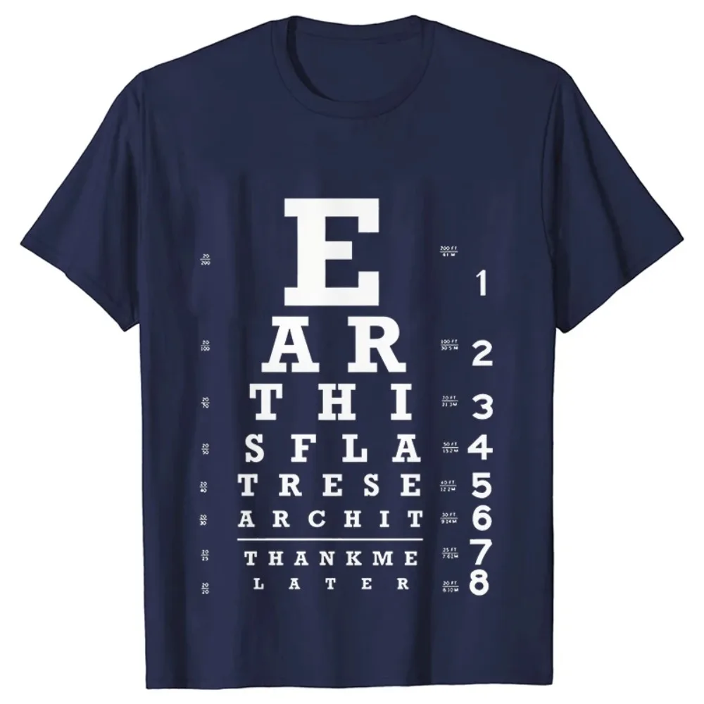 Men's Clothing Novelty Awesome Earth Is Flat Eye Chart Classic Tee Shirts Graphic Streetwear Short Sleeve Tops Summer T-shirt