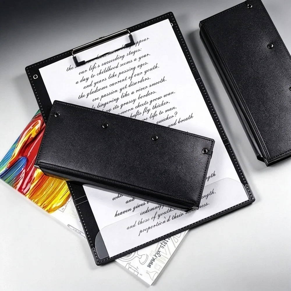 Resume Portfolio Folder PU Leather Clipboard Business Document Holder Inner Pockets Interview Padfolio Office Supplies