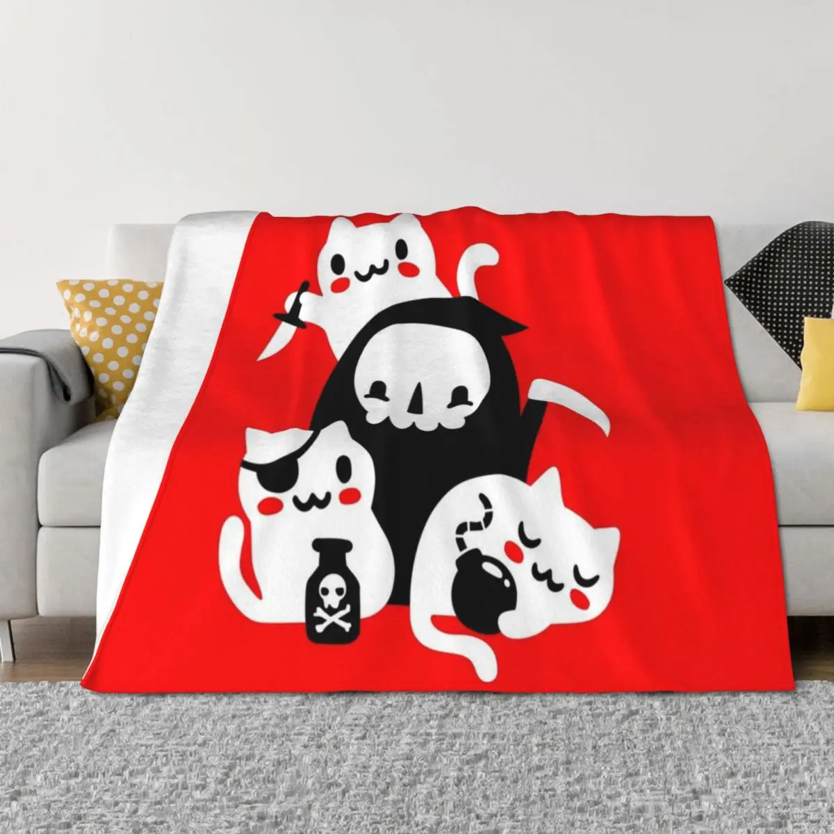 

Death's Little Helpers Throw Blanket halloween Camping Sofas Sofa Quilt Blankets