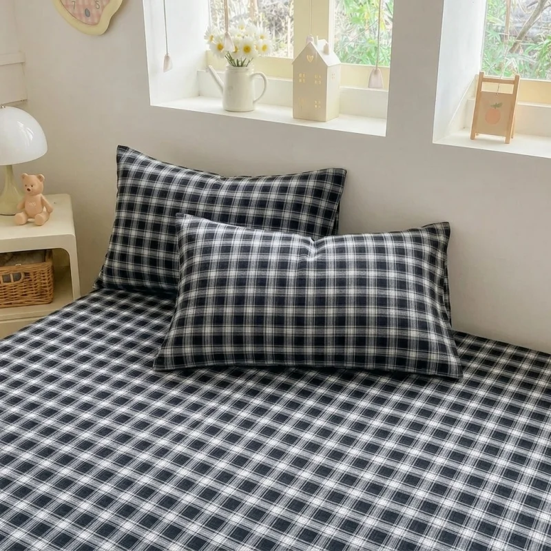 Sábana Plana Estampada 100% Algodón para Cama Doble, Ropa de Cama Suave y Transpirable, Cubrecama de Estilo Simple, Sábanas Individuales