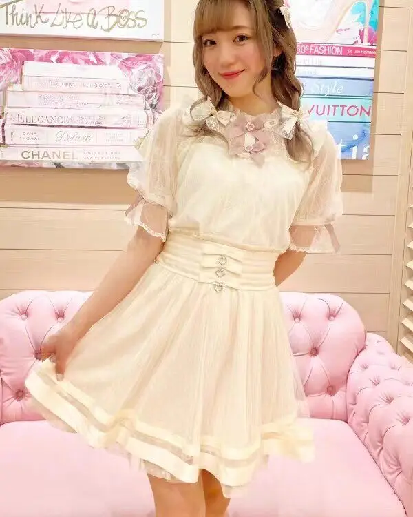 Japanese Style High Waist Short Skirts for Women Multi-layer Lace Mesh Buttocks Slimming Sweet Cute Girls Kawaii Skirt Summer