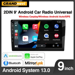 ユニバーサルカーマルチメディアプレーヤー,カーラジオ,Android 13,9インチ,2 Din,ips,dsp,fm,am,rds,gps,wifi,bt,4g