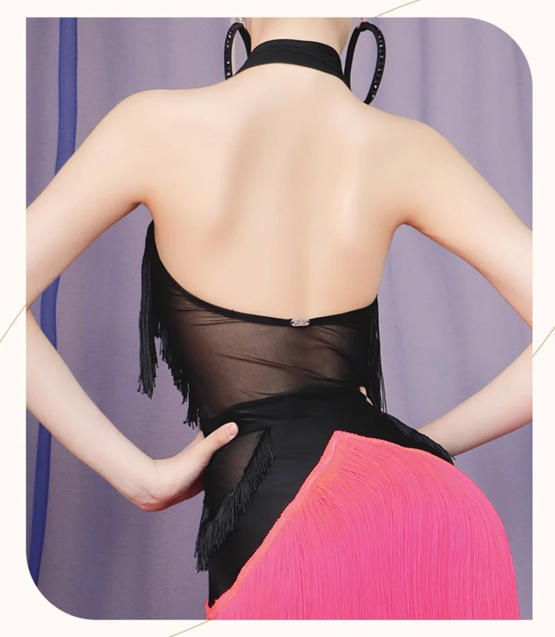 Latin Tassel Dress Practice Wear Dance Competition Performance Stage Costume Nightclub Outfits Training Clothes Sexy Back