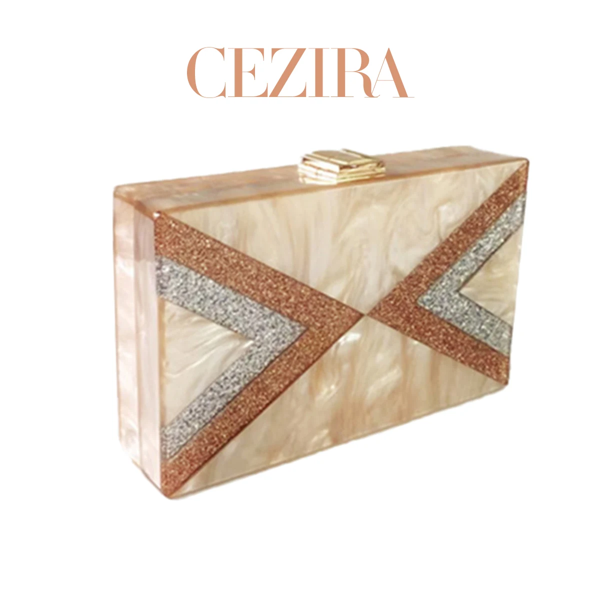 CR Retro Ethnic Triangle Geometric Acrylic Box Evening Clutch Bag Women Fashion Design Crossbody Purse  Party Daily Date Banquet view 5