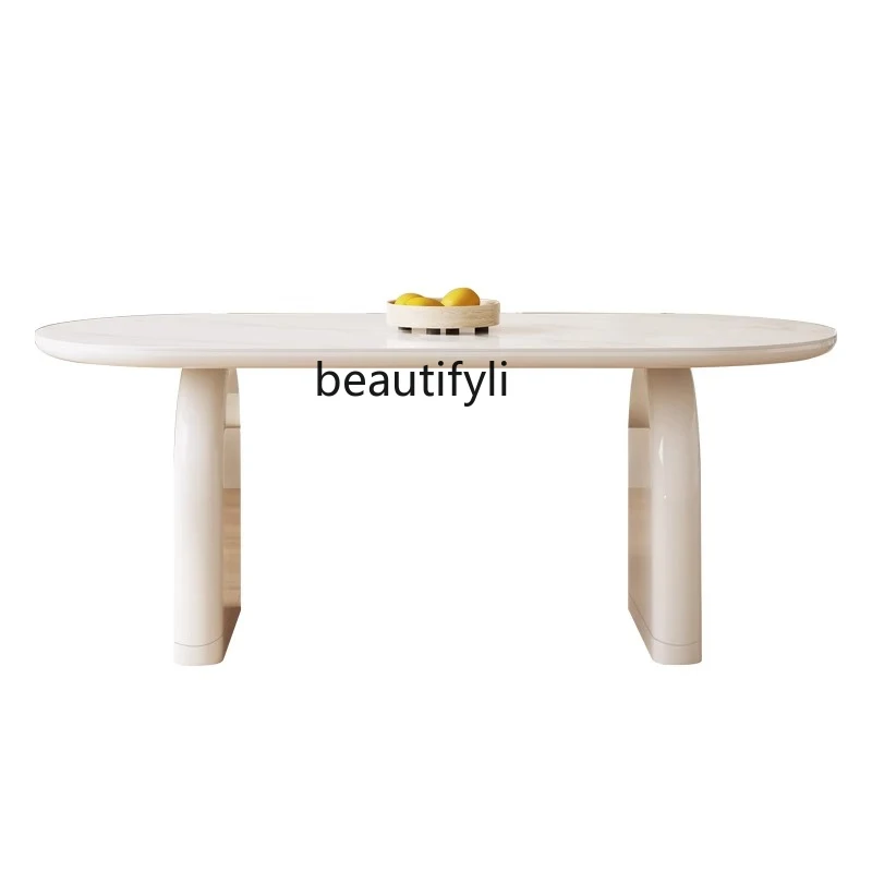 

Nordic Simple Solid Wood Dining Table Oval Paint Modern Light Luxury Creative Designer Dining Table