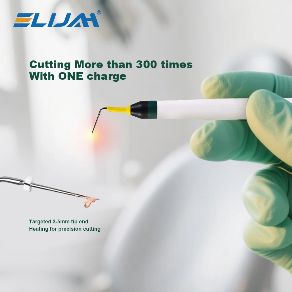 ELIJAH 0.3s Quick Heating Dental Gutta Percha Cutting Heating Pen with 2 Needles Rechargeable Root Canal Heated Cutting Tools