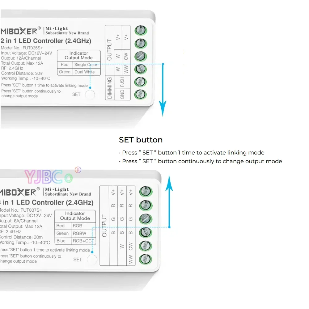 Miboxer monochrome/Dual White CCT 2.4G Sunrise Remote 2 in 1 dimmer RGB RGBW RGB+CCT Rainbow Switch 3 in 1 LED light Controller