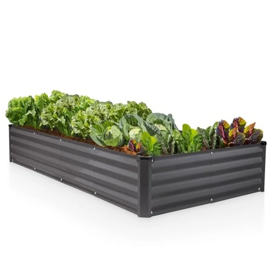

Оцинкованные приподнятые грядки для сада 8×4×1 футов, уличный контейнер для выращивания овощей и цветов, большой металлический садовый ящик, запатентованный инструмент-Fr