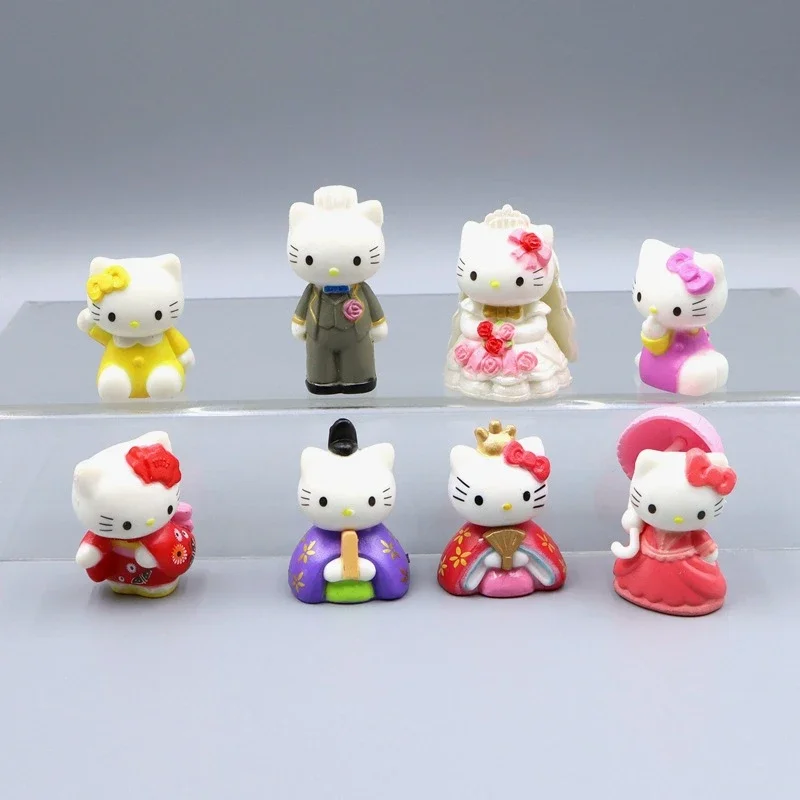 

8pcs/set Sanrio Hello Kitty Cat Wedding Series Action Figure Figurine Cartoon Collection PVC Desktop Model Toy Christmas Gift