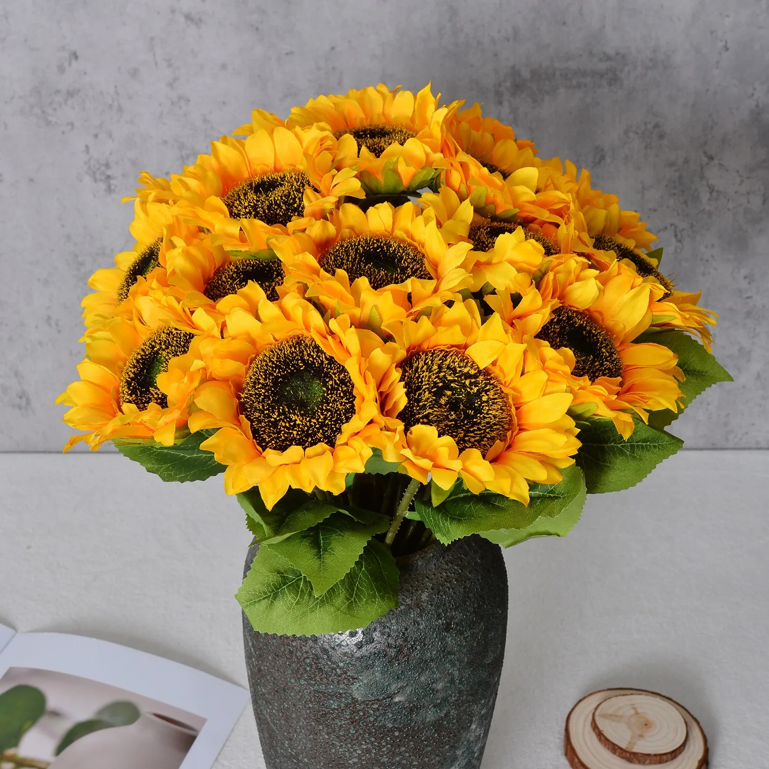 1/3 Uds. Flores artificiales de girasol, flores falsas de 45CM para decoración del hogar, decoración de jardín y boda, accesorios para regalos artesanales DIY