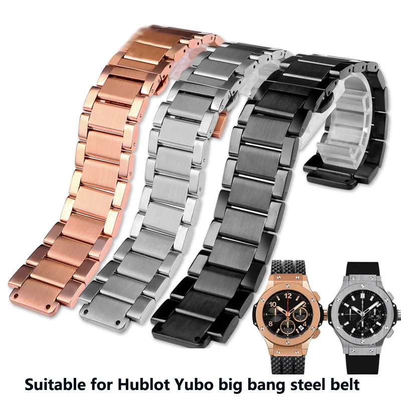 For Hublot  Yubo Watch Strap Big Bang Classic Fusion Men  Women Solid Stainless Steel Watchband Bracelet 27mm*19mm  24mm*17mm