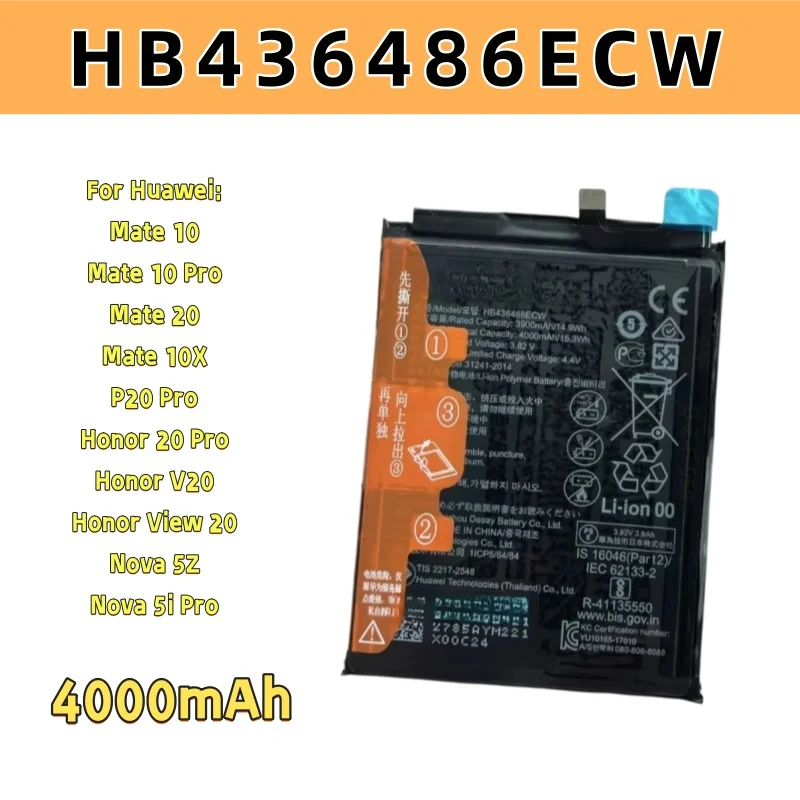HB436486ECW 4000mAh Battery for Huawei Mate 10 ALP-AL00/TL00/L29/L09 Honor 20 Pro View 20 Nova 5Z 5i Pro
