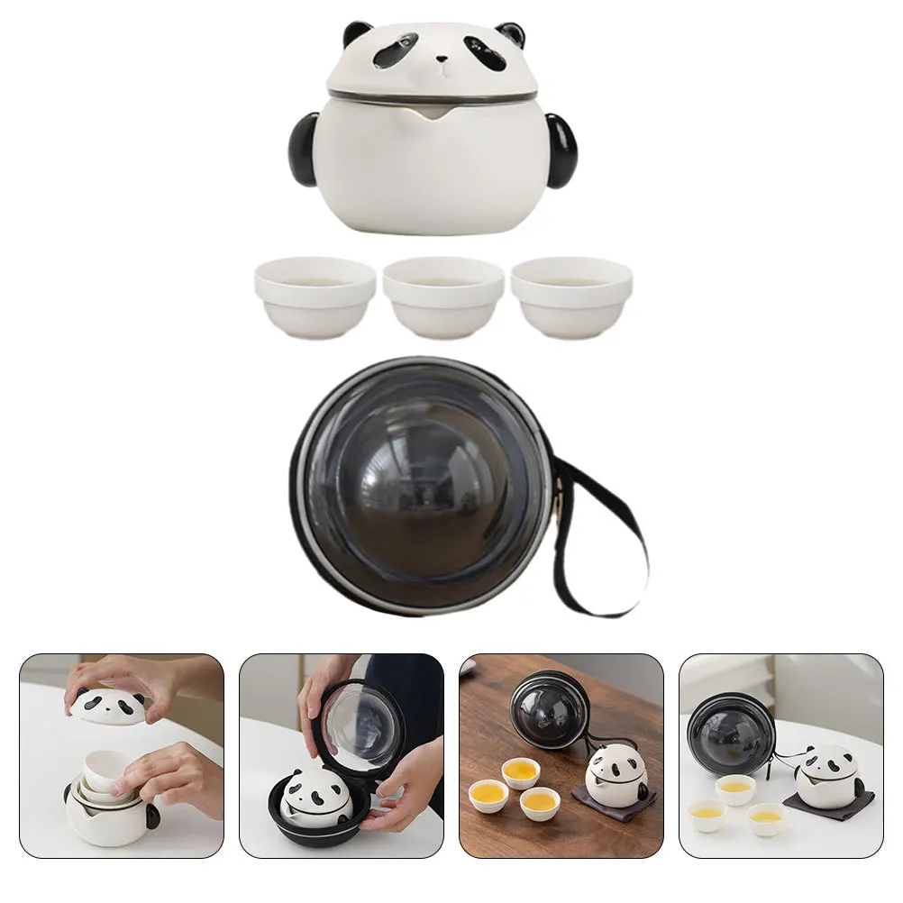 

1Set Mini Travel Tea Set Ceramic Teapot and Cups Portable Chinese Tea Brewing Kit for Camping Hiking Outdoor Adventure Teaware