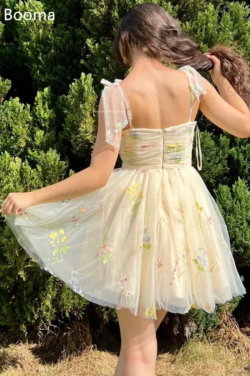 

Booma Elegant A-Line Evening Dresses Knee-Length Formal Party Gowns for Women Flowers Sleeveless Homecoming Dress Customize 2025