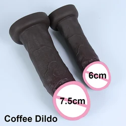 Super Realistic Coffee Dildo Huge Big Glans Sexy Penis Adults Dick Suction Cup Thrusting Anal Sex Toys For Woman 18+ Masturbator