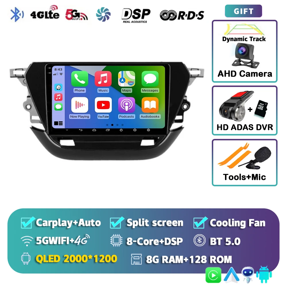 Android 15 Autoradio Multimedia Speler Voor Opel Corsa F 2019-2023 Auto Carplay Autoradio DSP wifi + 4G Ai voice 2 Din BT Video