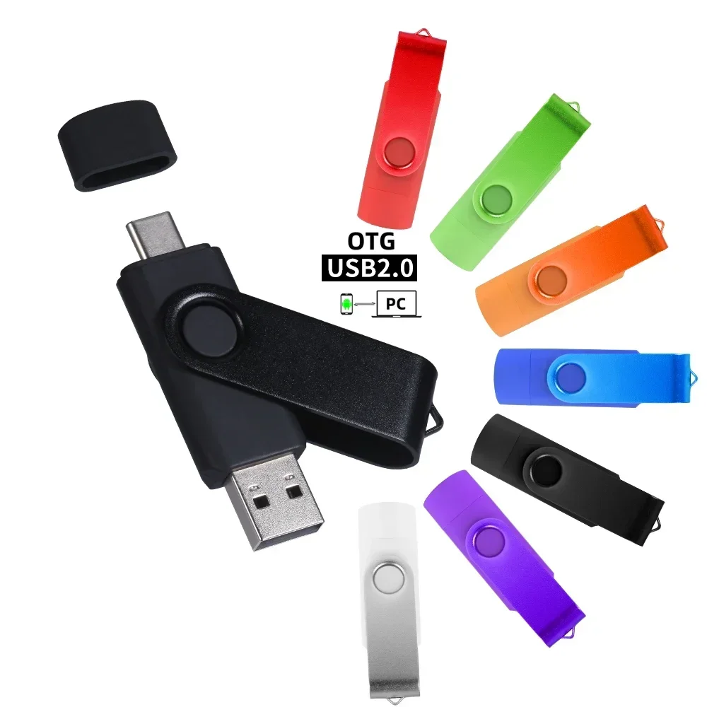 Unidad Flash USB TYPE-C, unidad de bolígrafo roja de alta velocidad de 128GB, memoria azul oscuro de 64GB, memoria USB giratoria de 32GB, disco U