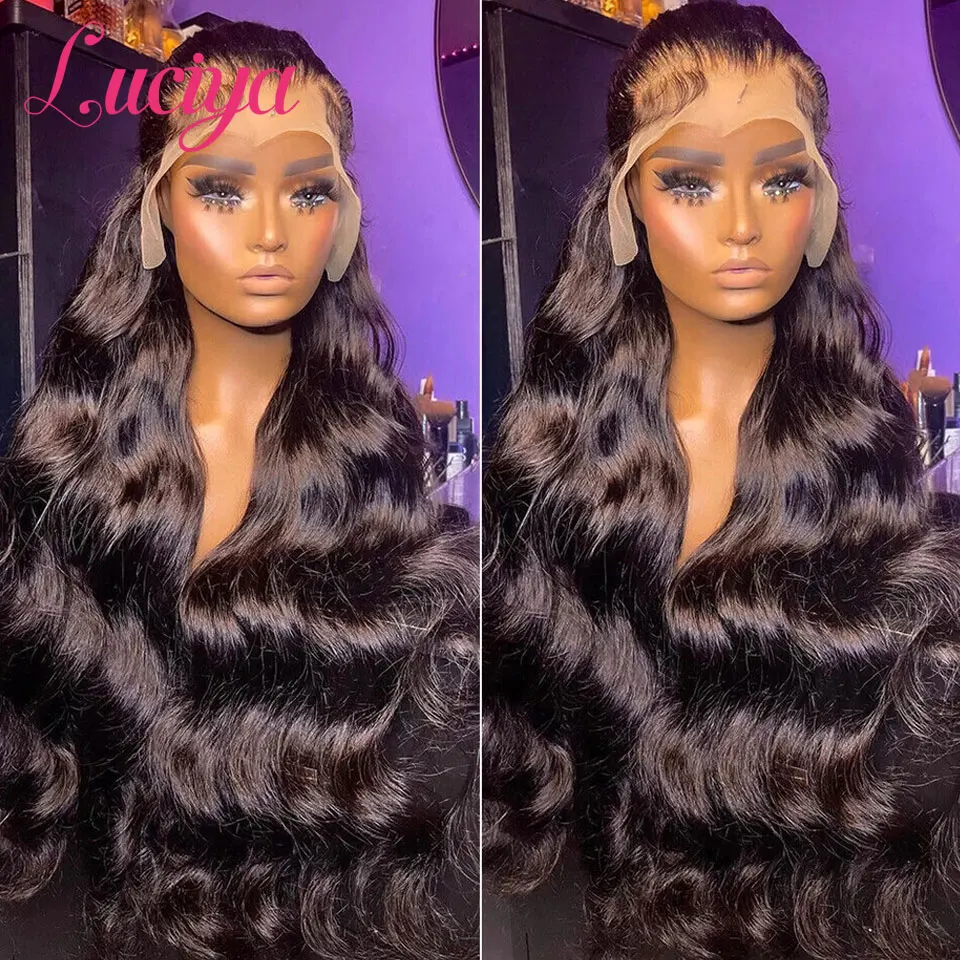 Luciya Haar Body Wave Hd Lace Front Menselijk Haar Pruiken Voor Vrouwen Braziliaanse Transparant 360 Kant Frontale Pruik 4X4 Vetersluiting Pruik