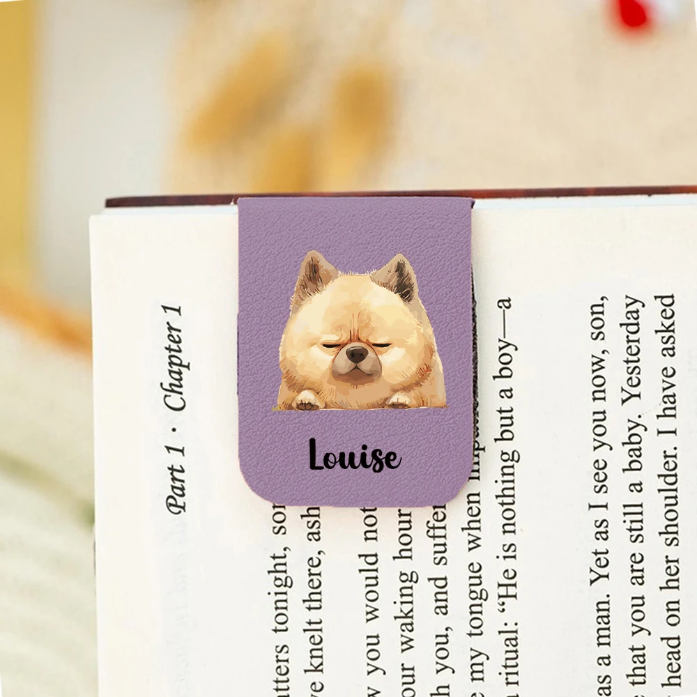 1PC Colorful Puppy Customizable Name UV Print Purple Bookmark For Children Gifts