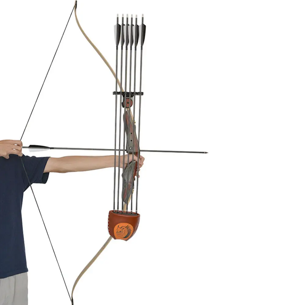 Bogenschießen Leder-Pfeilhalter-Tasche Schnellverschluss-Montagehalterung Pfeilköcher für Recurve-Bogen Amerikanisches Jagdzubehör – Detail 5