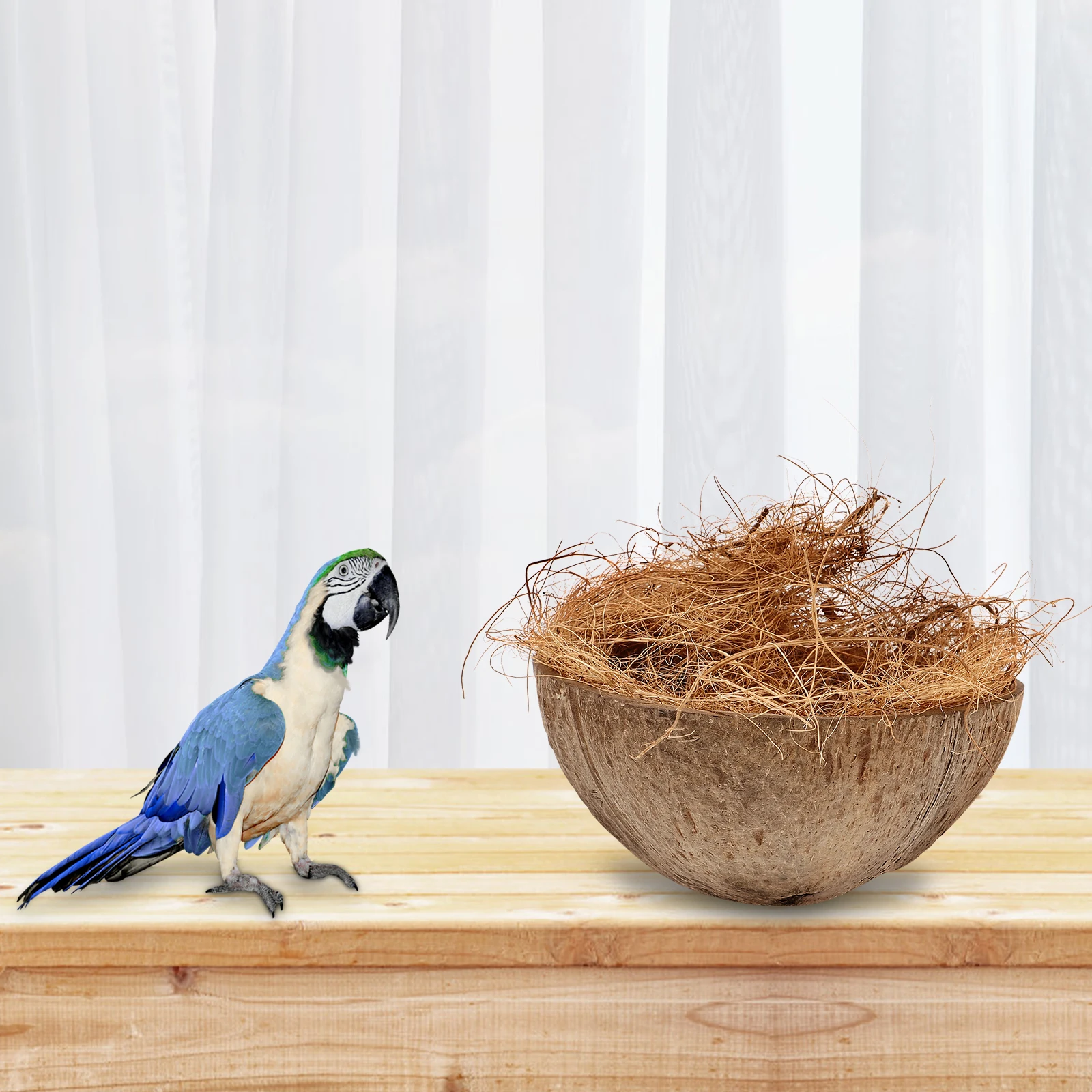 

Coconuts Shell Bird Nest Natural Parrot Breeding House Hanging Outdoor Cage Nest for Parakeet Sleeping Playing Resting