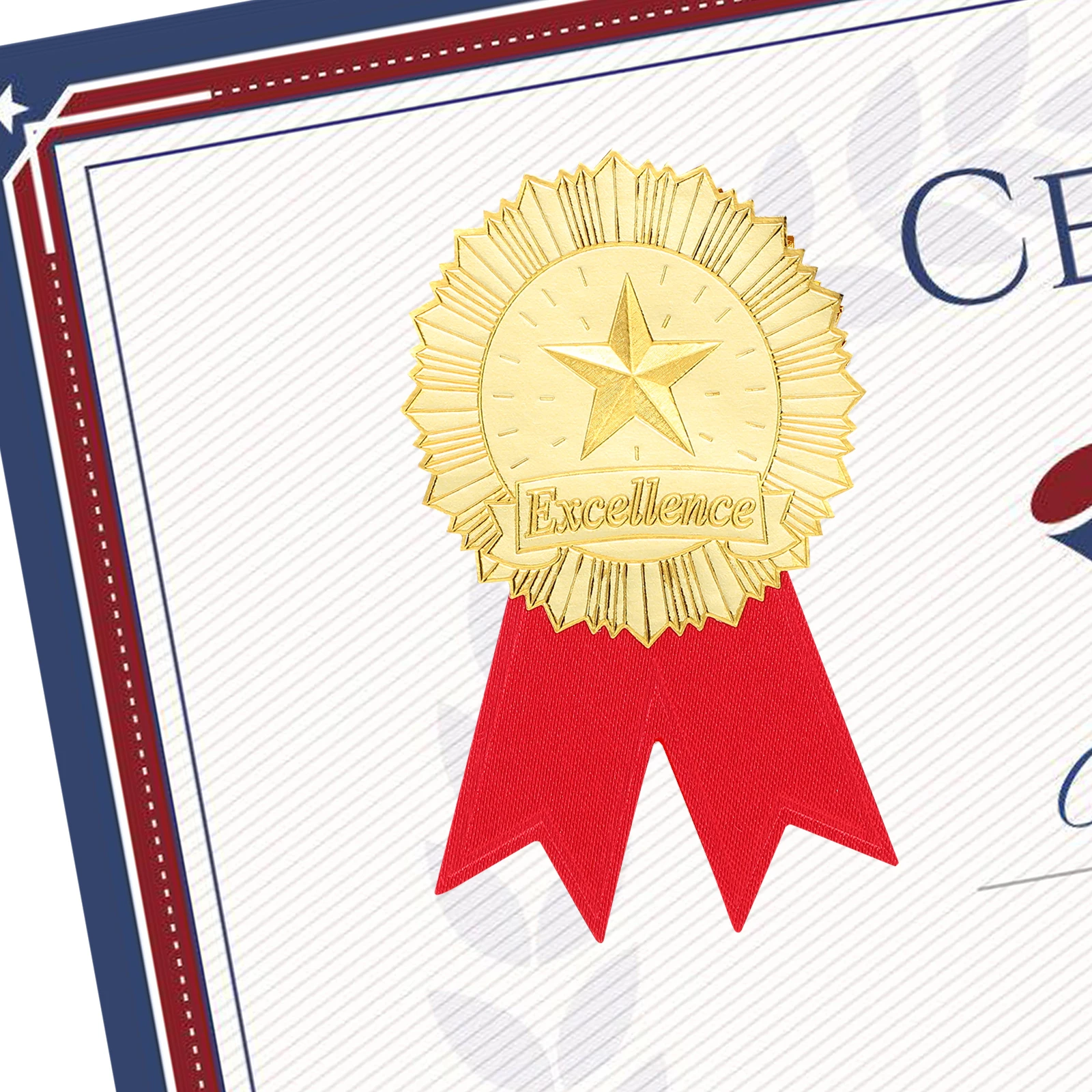 1Set Diploma Excellence Stickers Self-Adhesive Award Seals European Design Certificate Decoration Graduation Celebration