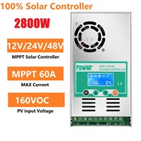 PowMr MPPT 60A Solar Charger Controller and Discharge Controller LCD 12V 24V 36V 48V Max PV 160VOC Lead Acid Lithium Battery